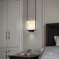 Lustre moderne européen en albâtre, carré, tout en cuivre, LED à gradation progressive, blanc chaud 3000K, luminaire suspendu pour chambre à coucher, hôtel