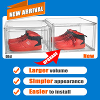 Transparent Portable Chaussures Vitrine Bin Empilable Placard Sneaker Organisateur Conteneur Pliable En Plastique Chaussures Rack