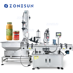 ZONESUN Automatic Pepper Chilli Sauce Curry Paste Glass <b>Jam</b> <b>Jar</b> Round PET Bottle Metal Twist Off Lid Caps Screw Capping Machine - Product Image 1
