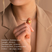 EMANCO – Collier personnalisé avec initiale, plaqué or 14 carats, chaîne à maillons en acier inoxydable, pendentif alphabet gravé, bijoux pour femme