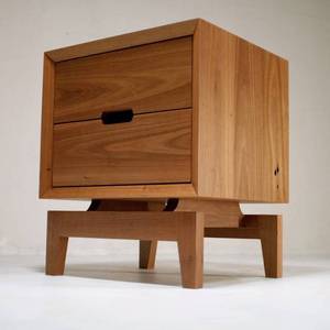 Durable Solid Wood Handmade Bedside Cabinet with Modern Classic <b>Double</b> Drawer <b>Storage</b> for Stylish Home Bedroom Furniture - Product Image 1