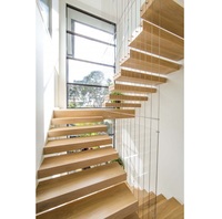 Escalier flottant intérieur personnalisé à faire soi-même avec marches en bois/verre, installation pratique pour appartement, directement du fournisseur