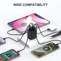Nuevo Cargador de 6 Puertos, 3 USB-A y 3 Puertos PD, Carga Rápida Universal para Teléfonos, Auriculares y Más, Enchufes Intercambiables EU/US/UK/KR