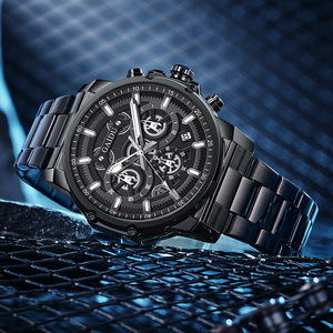 Montre <span class=keywords><strong>KEDO</strong></span> pour homme, sportive, lumineuse, étanche 30M, 44mm, trois aiguilles, six aiguilles, calendrier, style mécanique, quartz, bracelet en acier inoxydable - Product Image 2
