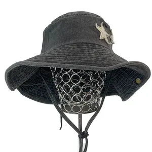 Vendita calda personalizzato con Logo ricamato multicolore di cotone pescatore all'aperto Unisex moda Design Gorros cappelli a secchiello con stringa