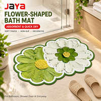 Tapis de bain en forme de fleur JAYA, absorbant l'eau, séchage rapide, antidérapant, tapis de salle de bain doux, tapis de sol pour porte de douche, pour la maison