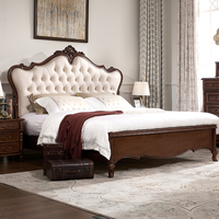 Amerikanisches Massivholzbett, Europäisches Doppelbett, Luxuriöses Kingsize-Bett, Hochzeitsbett, Komplett-Massivholz-Schlafzimmer-Set.