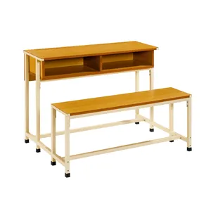 School Classroom Furniture Metal 2 Seater Desk And Chair For Student