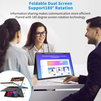 Monitor Portátil Doble Plegable de 14 Pulgadas FHD, Extensor de Pantalla para Laptop con Soporte Plegable