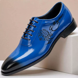 Men Genuine Leather Dress <b>Shoes</b> Pointed Toe Lace Up Embossed Oxfords Business Wedding <b>Party</b> Formal <b>Shoes</b> EU 38 to 47 Large Sizes - Product Image 4