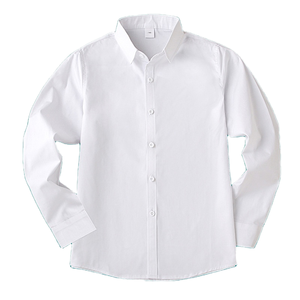 เสื้อเชิ้ตแขนยาวผ้าฝ้ายแท้ 100% แบบเรียบ ปรับแต่งได้ สำหรับเด็กนักเรียนชายหญิง ชุดนักเรียน ปักโลโก้โรงเรียน - Product Image 1