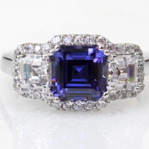 แหวนพลอยแทนซาไนต์ทรงสามเหลี่ยม ดีไซน์ล่าสุด ราคาขายส่ง - Product Image 1