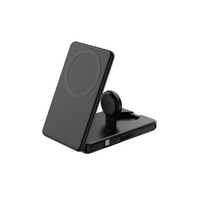 Support de batterie de charge sans fil pliable 3 en 1 Banque d'alimentation 5000mah avec station de câble USB C intégrée pour tous les téléphones intelligents
