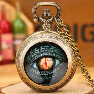 Reloj con colgante de regalo de diseño fresco, collar de ojo de <span class=keywords><strong>dragón</strong></span> Steampunk Vintage, reloj de bolsillo con tapa de cuarzo, gran oferta - Product Image 1
