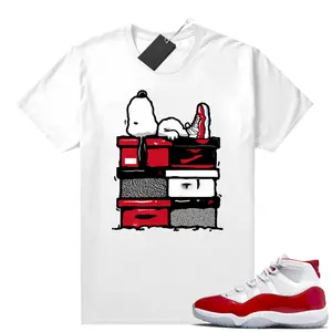 Cherry 11s Sneaker Match Sneaker bianca Sleep Dog Print 100 cotone maglietta grafica Unisex per uomo Streetwear maglietta da uomo