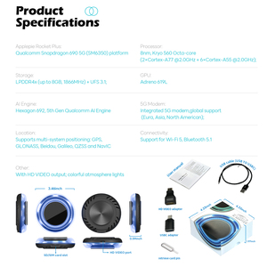 2026 Qualcomm 6350 Android 16 CarPlay Ai Box Rocket Plus 8G+128G 3 en 1 para Auto, CarPlay con Cable, Android Auto con YouTube y <span class=keywords><strong>Netflix</strong></span> - Product Image 6