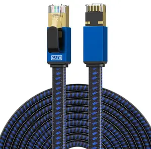 Alta Qualidade Flat Cat8 28awg 26awg Rj45 Cat 8 Patch Cord Cabo Ethernet Cabo 1m 1.5m 2m 3m 5m 10m 15m