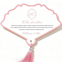 Abanico de Papel Rosa Personalizado con Borde Festoneado, Tarjeta de Agradecimiento para Boda, Abanico de Papel para Boda