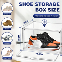 Organizador de Zapatos DAYOOH de 34*26*19cm, Caja de Zapatos Multifuncional de Acrílico Transparente con Tapa Lateral Magnética, Apilable y Portátil