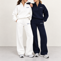 Ensemble de survêtement décontracté deux pièces pour femme : sweat-shirt oversize à quart de zip et pantalon de survêtement large – Fabricant OEM