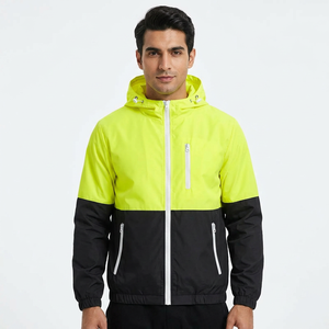 Fashionable Solid Color Windbreaker <b>Jacket</b> For Men Anti Wrinkle Custom Made Comfortable Contrasting Colors Lightweight Design - Product Image 1