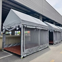 Tente événementielle mobile haut de gamme avec structure en acier galvanisé, roues et moustiquaire pour les vendeurs de nourriture, auvent personnalisé