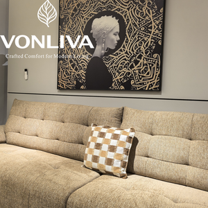 Vonliva Velvet <strong>Sofa</strong> French Retro Chenille Blocks Inline L-Shape Pillow Back <strong>Sofa</strong> Bed Modern Creamy Living Room <strong>Sofa</strong> - Product Image 3