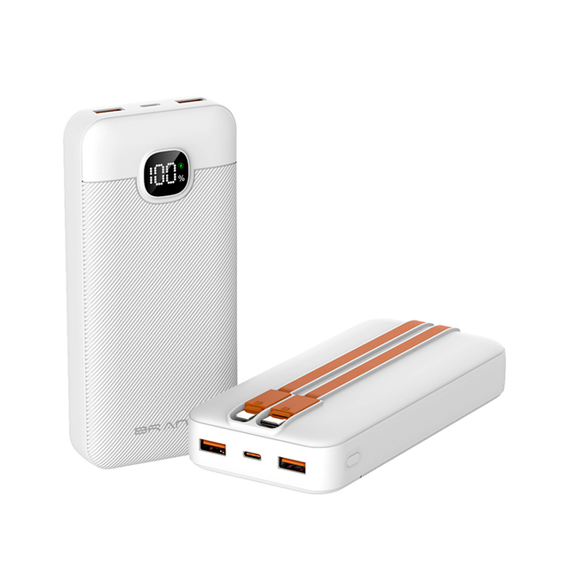 Portable and Compact Quick Charge Powerbank Intelligent LED Display Concealed Dual Wires Battery Bank 20000mah 10000mah