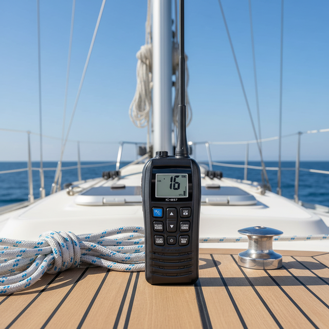 Professional IC-M73EURO Waterproof Marine Floating VHF/UHF Radio 6W Output 0-5km Range IPX6 Water Resistance 1500-2000mAh