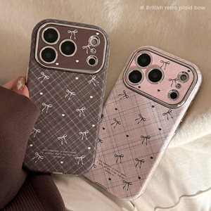 Étui de téléphone en cuir à motif écossais vintage avec nœud papillon pour <span class=keywords><strong>iPhone</strong></span> 17 Pro Max, coque arrière à nœud papillon pour <span class=keywords><strong>iPhone</strong></span> 16 15 14 13 12 11 - Product Image 3