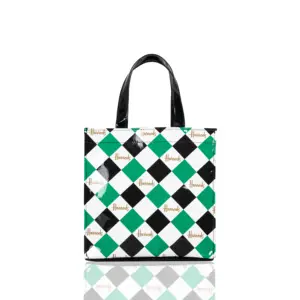 London Style PVC Reusable Women's Shopping Bag Eco Friendly Flower Shopper Bag Waterproof Handbag Lunch Tote Shoulder Bag