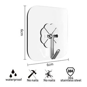 Crochets autocollants transparents en acier inoxydable robustes pour le rangement des clés, pour la cuisine, la salle de bain, la porte, le mur, multifonctionnels - Product Image 3
