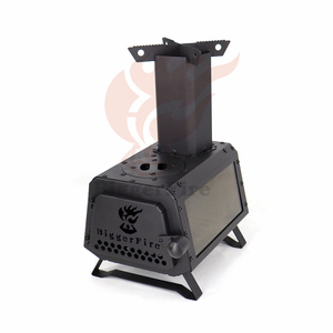Biggerfire Ngoài Trời Thép Carbon Bếp Cho Trại Đa Nhiên Liệu Gỗ Đốt Tên Lửa Bếp Với Xem Kính Cắm Trại Vỉ - Product Image 4