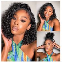 Perruque bandeau en cheveux naturels sans colle, prête à porter, Deep Wave Ice Silk, sans colle, sans dentelle, pour femmes noires, pré-épilée