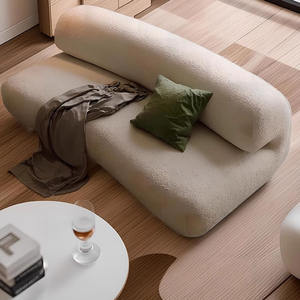 Canapé droit ovale en tissu floqué rembourré avec rembourrage en mousse pour salon - Product Image 2