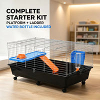 Cage à lapin grande taille 48 pouces en fil métallique, enclos pour cochon d'Inde, cage pour petits animaux avec roues et plateau coulissant profond