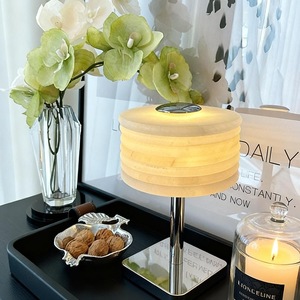 Modern Minimalist Touch Table Lamp With Wooden Shade Metal Base E27 LED Eye Caring Bedroom Bedside <b>Decorative</b> <b>Lighting</b> - Product Image 3