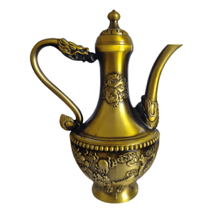 Pots à vin et théières en cuivre vintage avec motifs de dragon et de phénix Décorations d'ornements d'intérieur en métal à haut bec - Product Image 3