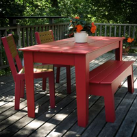 Table de salle à manger extérieure moderne en plastique HDPE durable, rouge écarlate, pour mariages, événements, écoles, parcs, hôtels – Grande taille – Offre spéciale