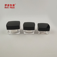 Pot en acrylique carré vide de 15ml 30ml 50ml, contenant avec doublure blanche et couvercle à capuchon noir, parfait pour le gommage des lèvres ou la crème pour les yeux, vente en gros, pièces