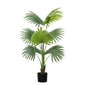 High Quality Plastic <b>Artificial</b> Fan Palm <b>Tree</b> Floor Standing Green Potted Plant Home Office Decoration UV Resistant Eco-Friendly - Product Image 1