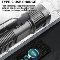 Lampe torche LED COB XHP160 Lumière jaune rouge chaude Affichage numérique de la puissance Extérieur Rechargeable par USB Étanche Zoomable