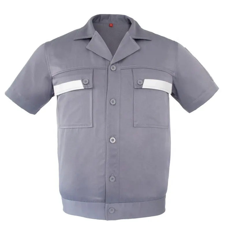 Meilleur vendeur, nouveau Design gris à manches courtes, vêtements de travail uniformes pour hommes en plein air, chemises de travail haute visibilité