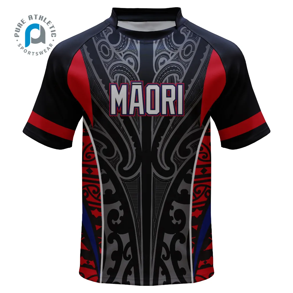PURO di Alta Qualità Maori Polinesiana Traspirante Ultimo Uomo di Formazione di Sublimata Commercio All'ingrosso Su Ordinazione di Rugby Shirt in Jersey di Usura