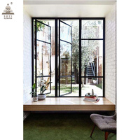 Ventanas Francesas Modernas de Aleación de Aluminio, Ventanas Antirruido con Doble Vidrio Templado, Estilo Plegable Abatible para Dormitorio