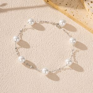 S925 Silver Freshwater Pearl Chain <b>Bracelet</b> Classic Women's Everyday Wear <b>Adjustable</b> Link <b>Bracelet</b> - Product Image 3