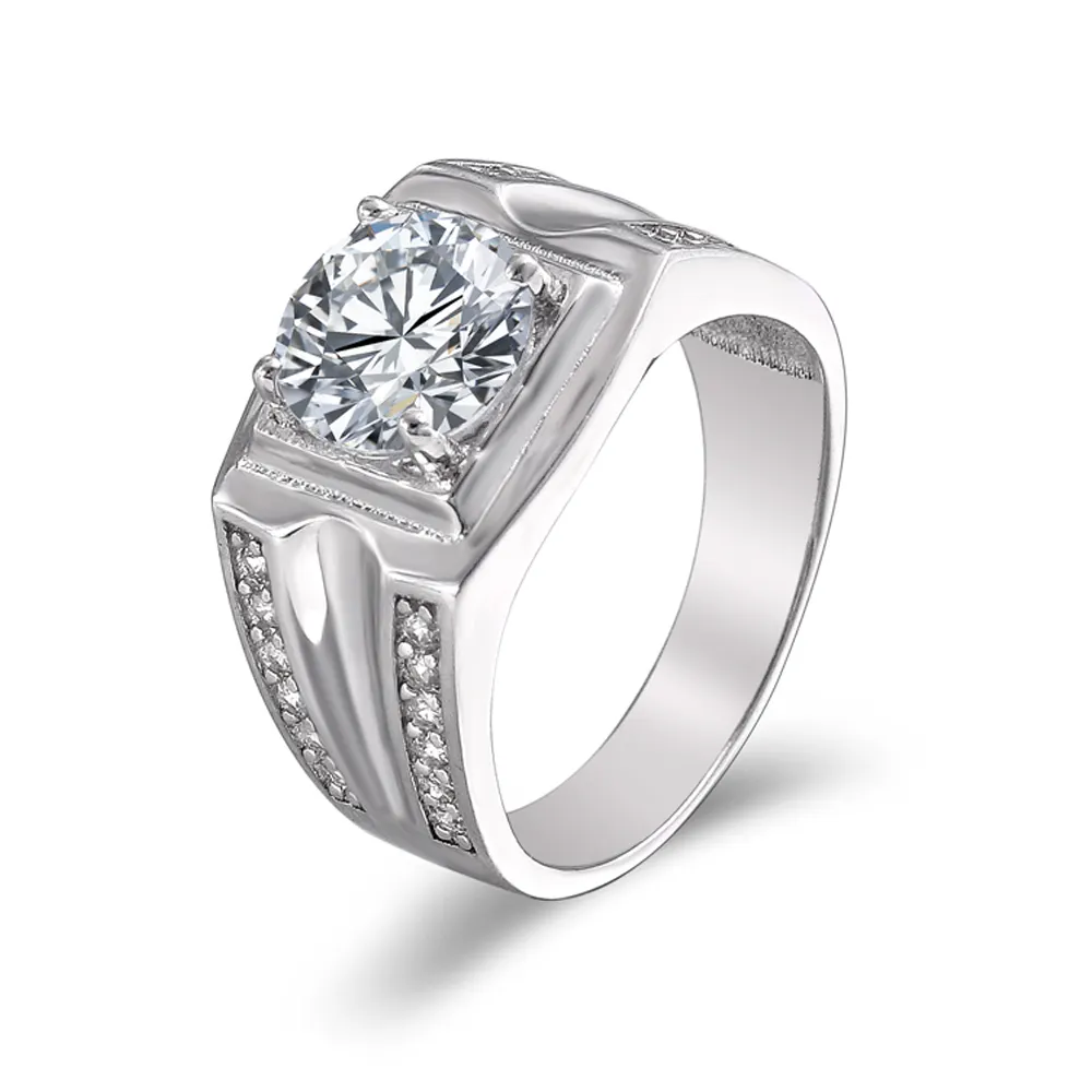 Anel de dedo de noivado, joias neutra simples anel de prata para homens