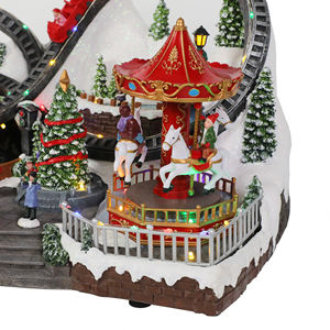 Hecho a mano 3D resina Musical Navidad carrusel móvil Montaña Rusa globo de aire caliente Parque de Atracciones Decoración de mesa - Product Image 6