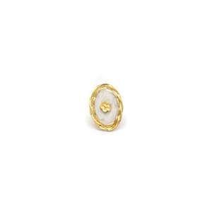 Fashion <b>Ring</b> 316L Stainless Steel PVD <b>Gold</b> Plating Oval White Stone Flower Design - Product Image 1