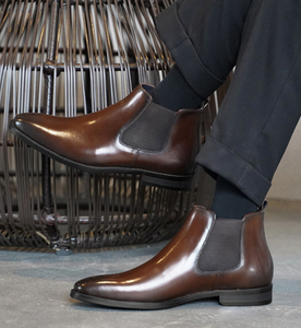 Bottines <span class=keywords><strong>vintage</strong></span> taille 48 pour hommes, bottines Chelsea pour hommes, style classique, cuir PU de haute qualité, chaussures confortables - Product Image 4